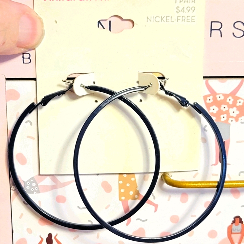Large Black Hoop Earrings